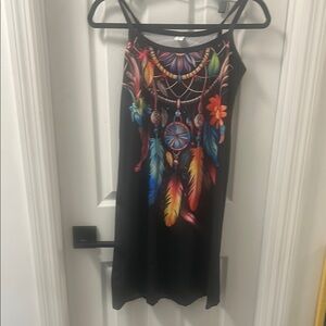 Colorful Feather Print Dress NIP